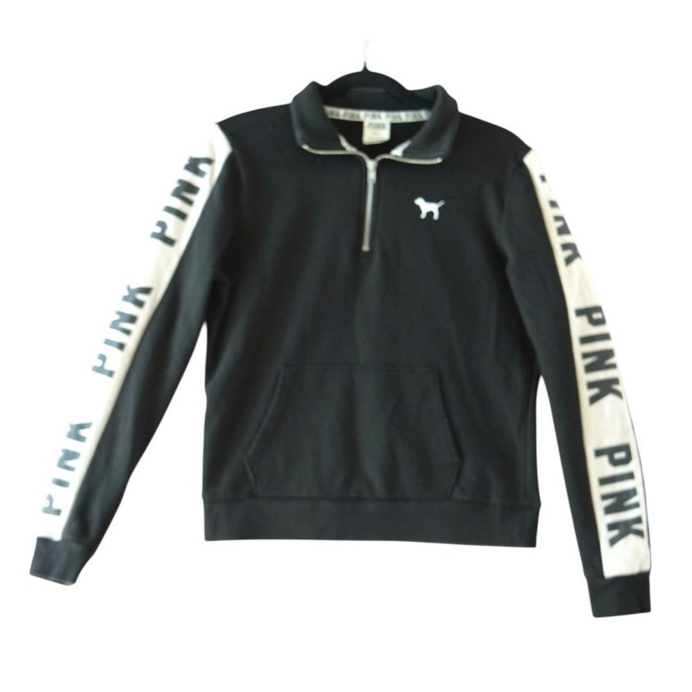 Y2K Victoria's Secret‎ Pink Black Sweatshirt M Gorpcore Athleisure Whimsigoth